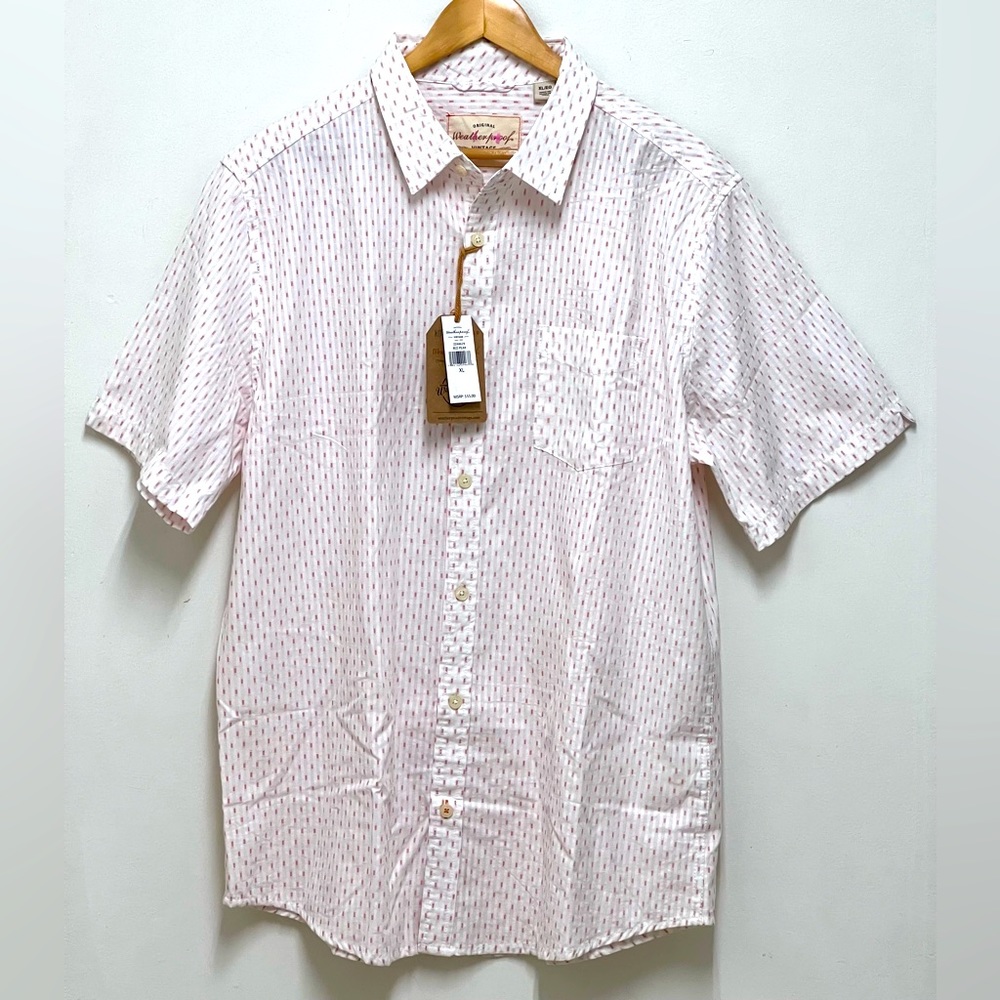 Weatherproof Vintage Men's Button Down Shirt Red Pear India Size XL NWT